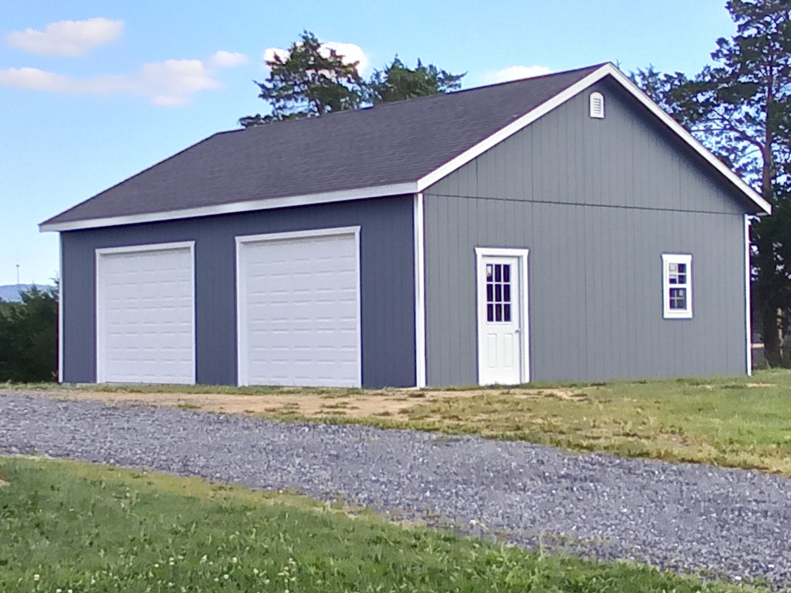 view of a garage from the road