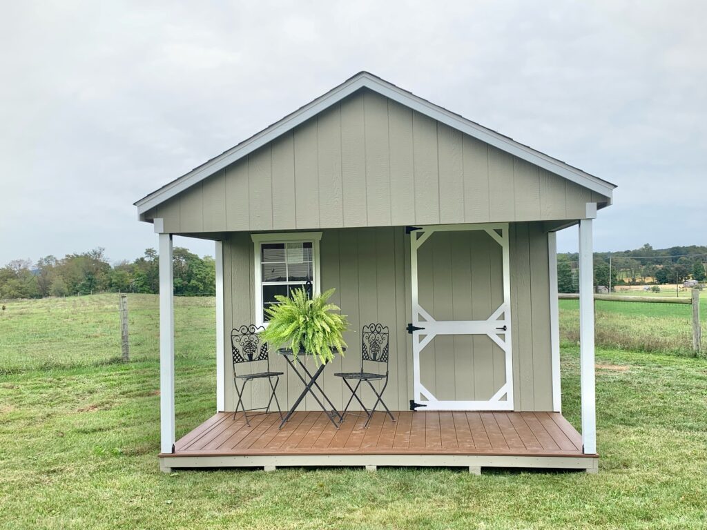 shed with chairs on porch