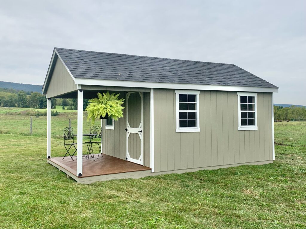 Shed Light green with white trim