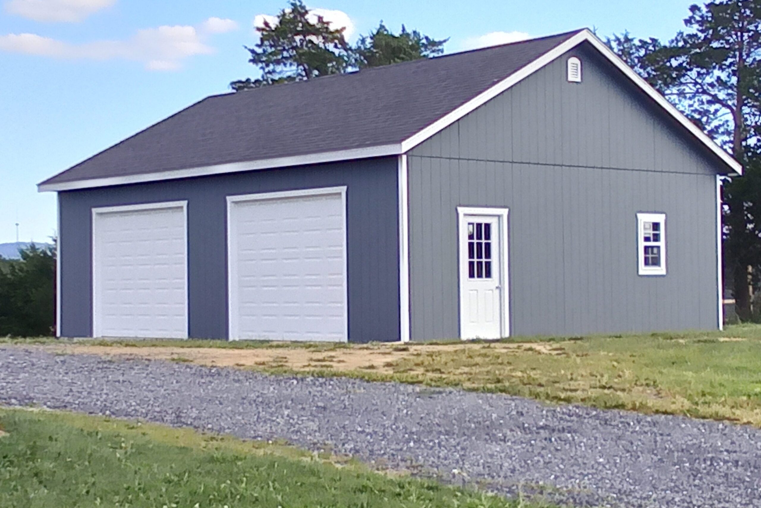 View of a garage from the road