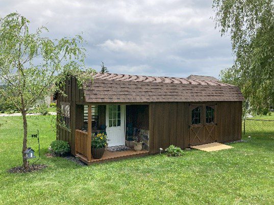 wooden shed with porch