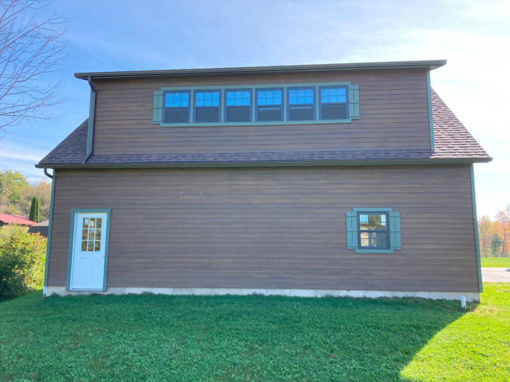 back view of a 2-story garage