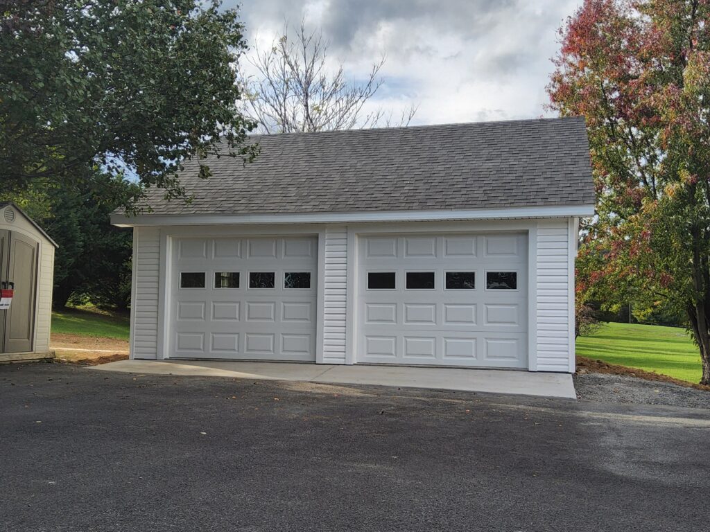 white 2 car garage